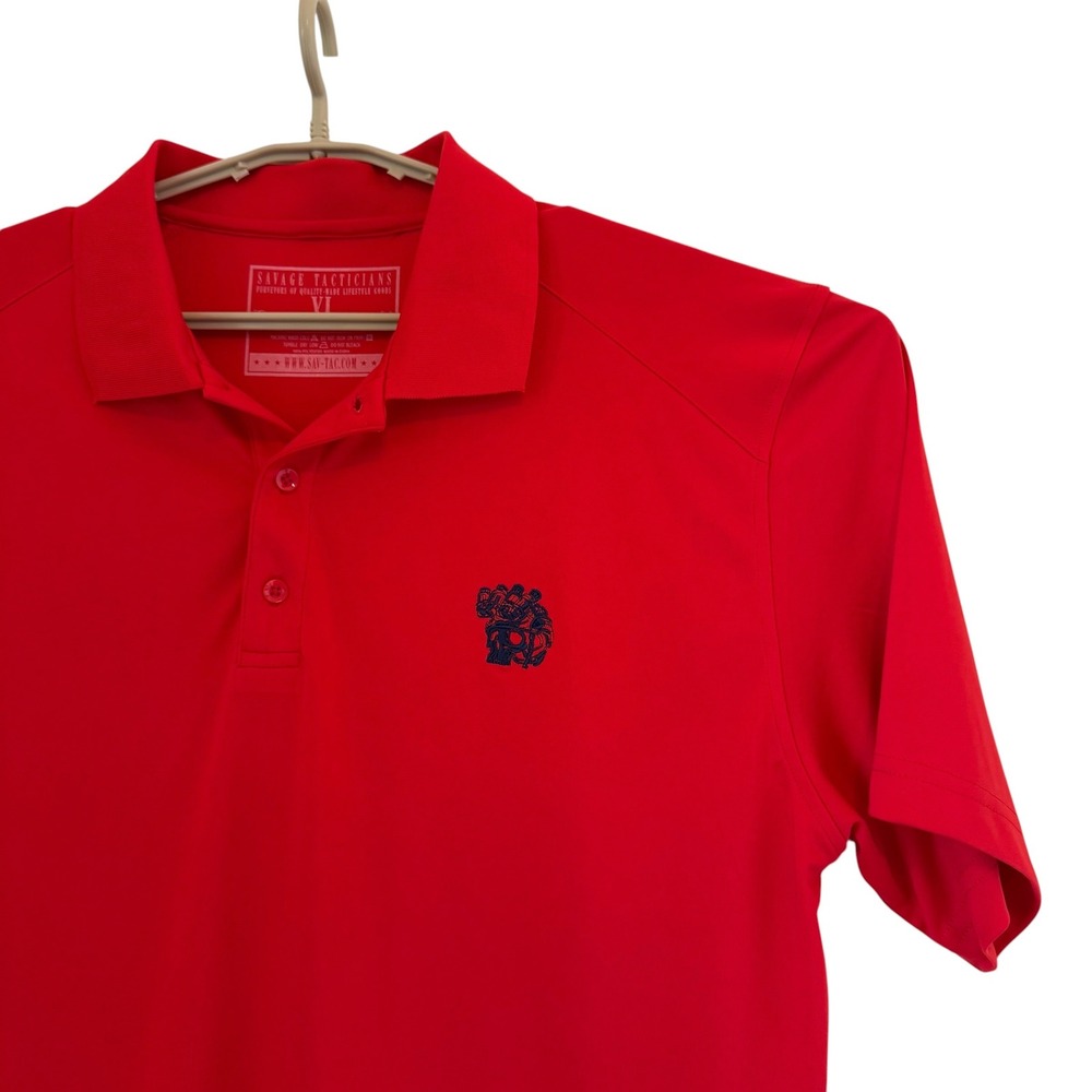 Savage Tacticians St Polo Shirt Mens Red Performance XL Embroidered Skull Logo